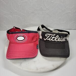 VTG Ping & Titleist Pro V1 Golf Visors Red Logo Black White Script Embroidery